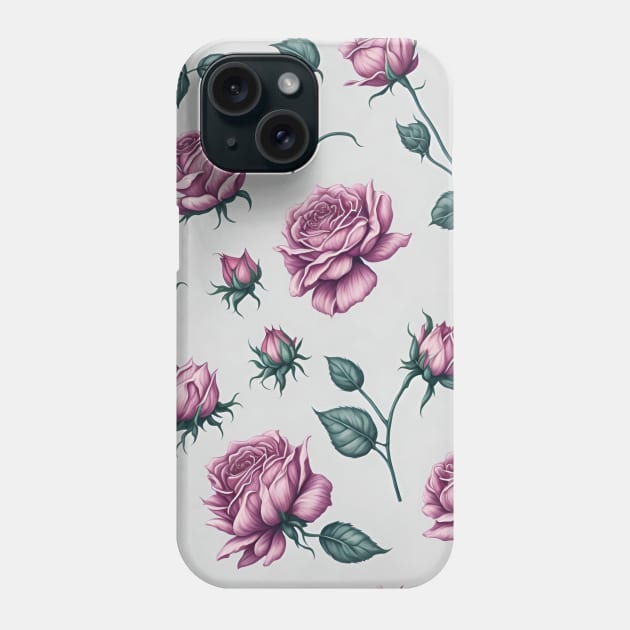 rose pattern, rose floral patten design Phone Case by emofix