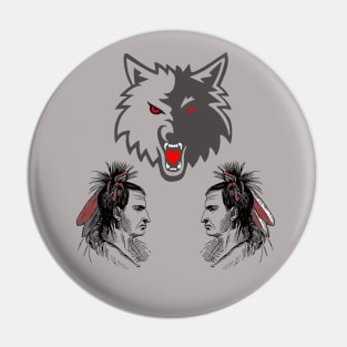 Native american twins & wolve Pin