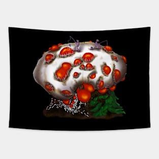 Fishing on Bleeding Tooth Mushrooms Tapestry