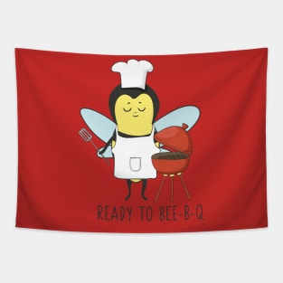 Ready to Bee-B-Q, Funny BBQ Bee Tapestry