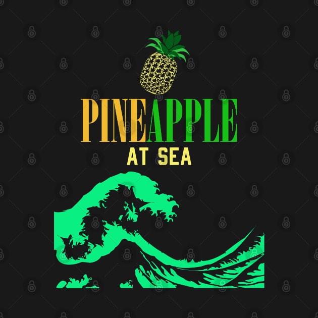 pineapple at sea full great wave surf tshirt by HCreatives