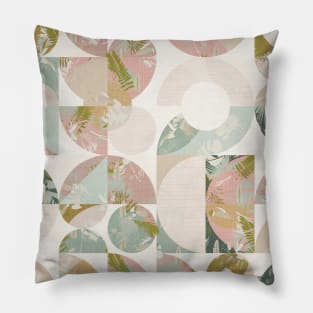 Neutral Tropical Collage with Modern Shapes Pillow