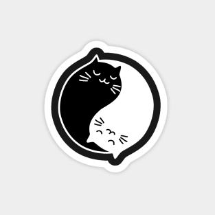 Yin Yang Cats black Magnet