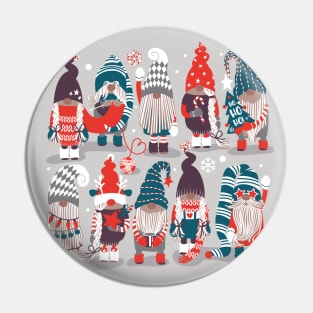 Let it gnome // spot // grey background little Santa's helpers preparing for Christmas neon red green purple beet dressed gnomes Pin