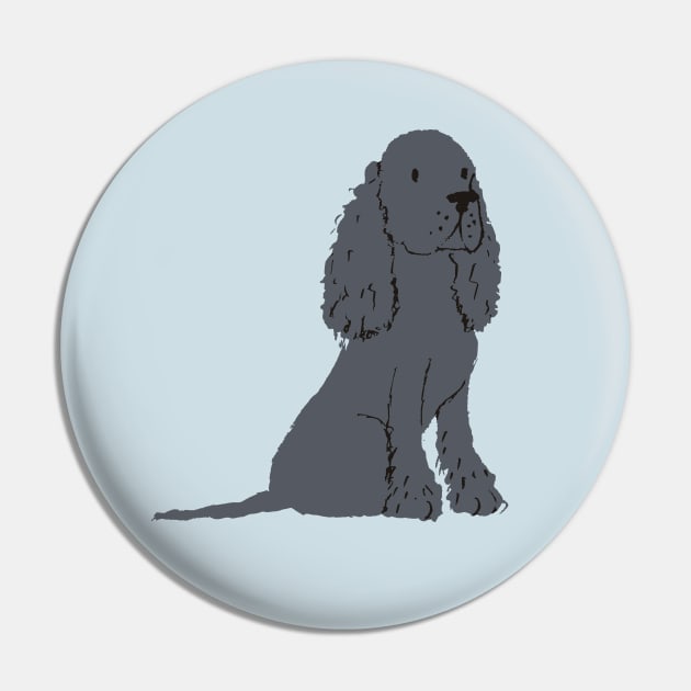 Black Cocker Spaniel Illustration Pin by JunkyDotCom