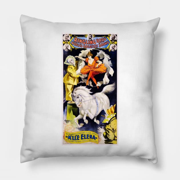 RINGLING BROS WORLD'S GREATEST SHOWS Miss Elena Vintage Circus Advert Pillow by vintageposters