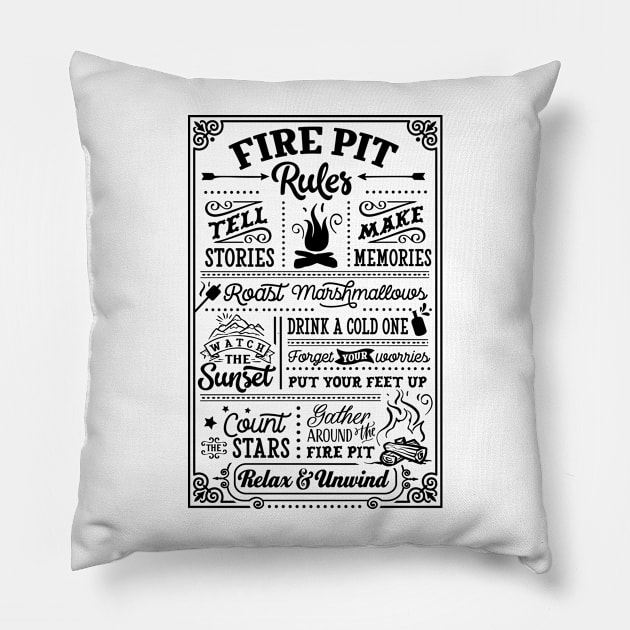 Fire Pit Rules Pillow by Myartstor 