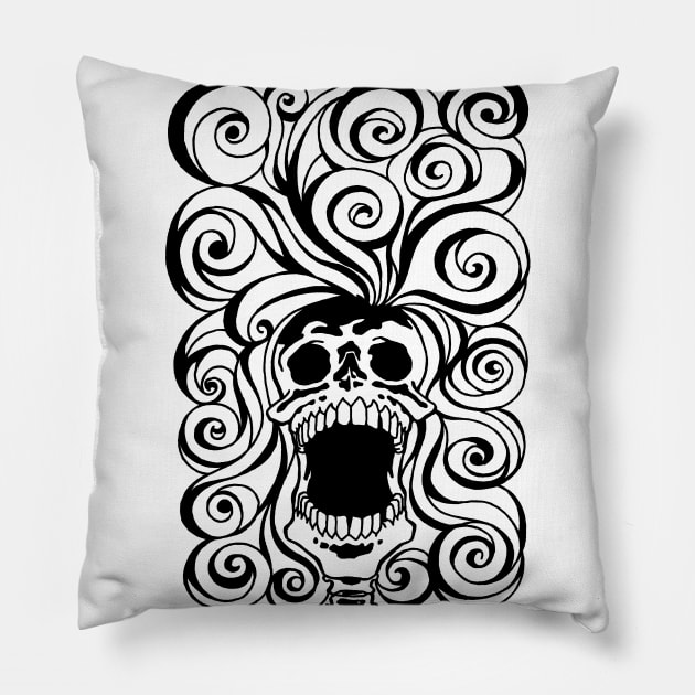 Screeching skull With Bad Hair Day Pillow by ebayson74@gmail.com