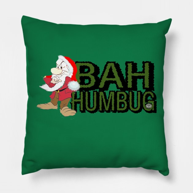 GRUMPY SAYS BAH HUMBUG TO CHRISTMAS Pillow by Horrific Humor