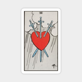 Three of swords tarot card Magnet