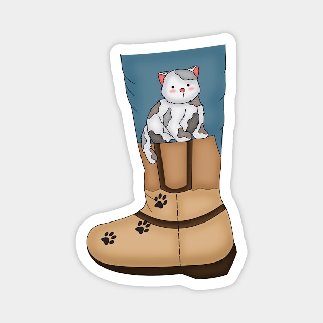 Little Kitten Sits On A Boot Magnet by Athikan