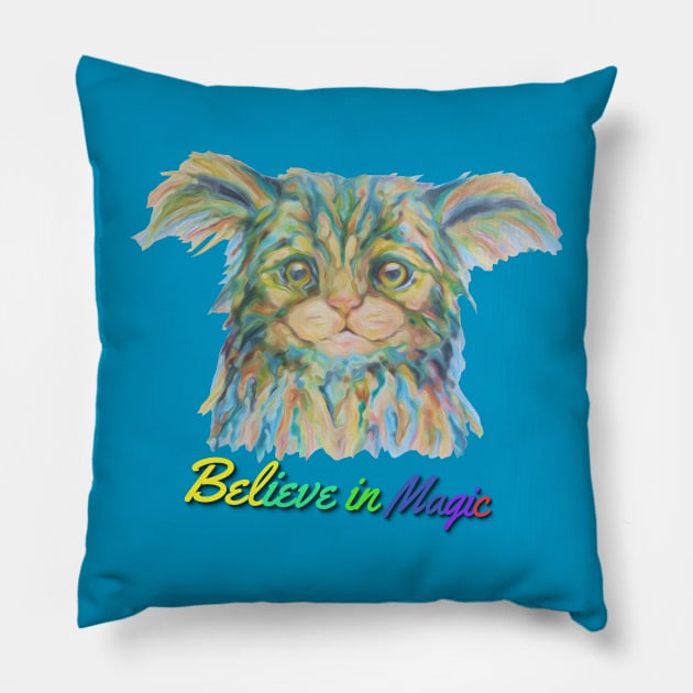 Believe in Magic Cute Forest Spirit Pillow by candimoonart