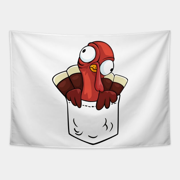 Funny Thanksgiving Turkey Pocket Tapestry by RCM Graphix