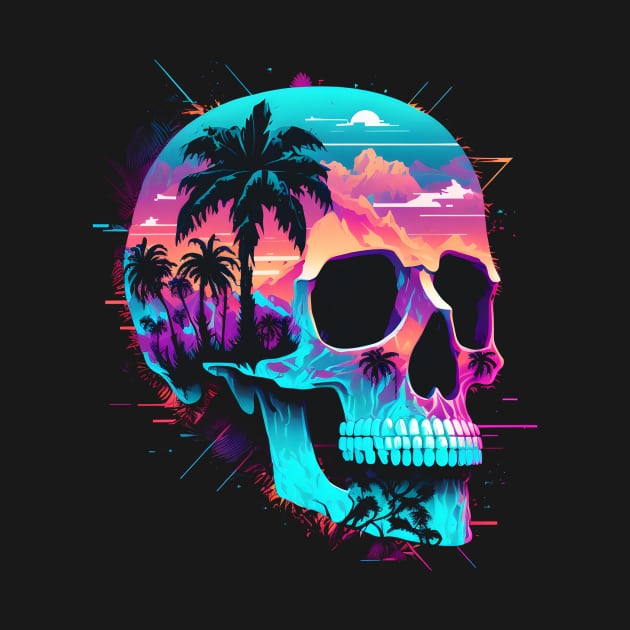 Vaporwave Skull by NeonOverdrive