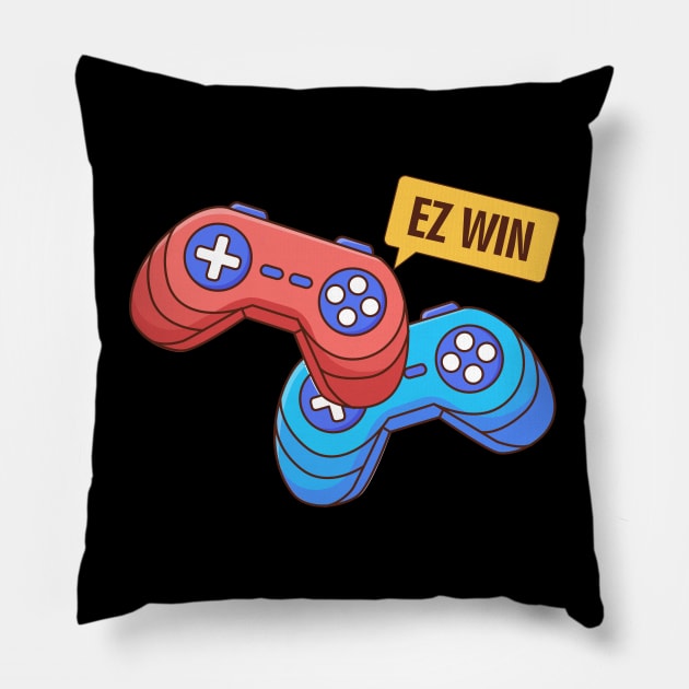 Ez Win Game Controllers Perfect Gamer Gift Pillow by Mish-Mash