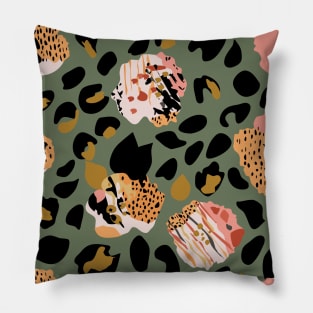 Modern abstract rose and leopard texture Pillow