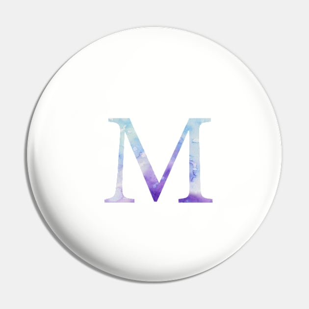 Blue Mu Watercolor Letter Pin by AdventureFinder