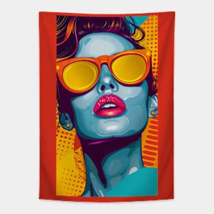 Pop Art Woman Orange Glasses Tapestry