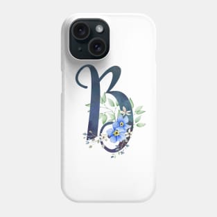 Floral Monogram B Wild Blue Flowers Phone Case