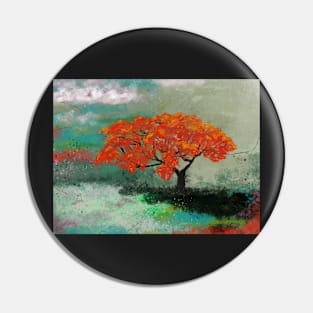 Abstract landscape with colorful flamboyand tree Pin