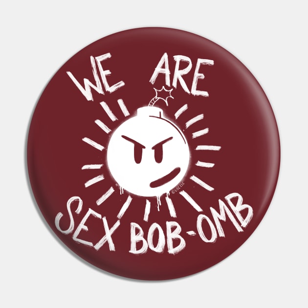 WE ARE SEX BOB-OMB in white Pin by BugHellerman