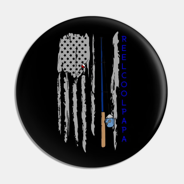 Reel Cool Papa USA American Flag Fishing Pole Pin by Carantined Chao$