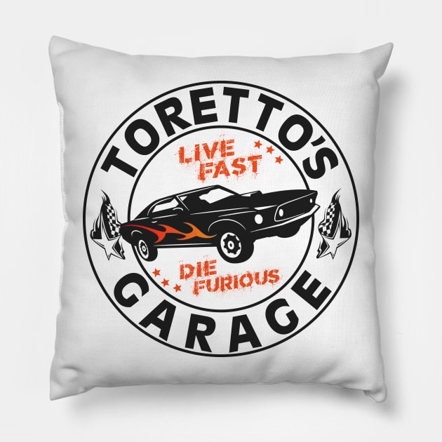 Toretto's Garage Pillow by NotoriousMedia