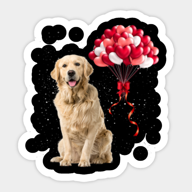 Golden Retriever Heart Valentines Day Golden Retriever Sticker Teepublic