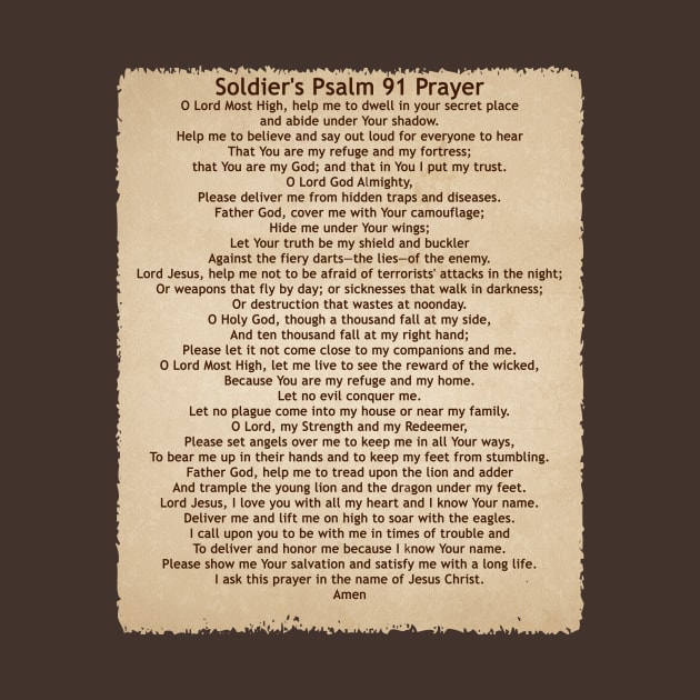 Soldier's Prayer - A Psalm 91 Prayer for Soldiers on T-shirts - Psalm ...