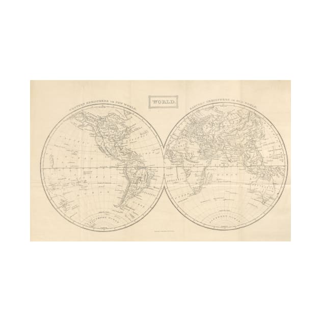 Vintage Map of The World (1857) by Bravuramedia