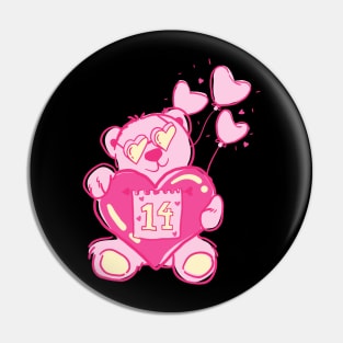 Teddy bear valentine with balloons Pin