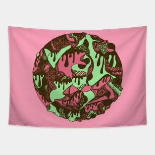 Pink Mint Circle of Drip Tapestry