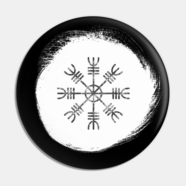 Aegishjalmur Icelandic Stave in Black and White | Helm of Awe Pin by Time Nomads