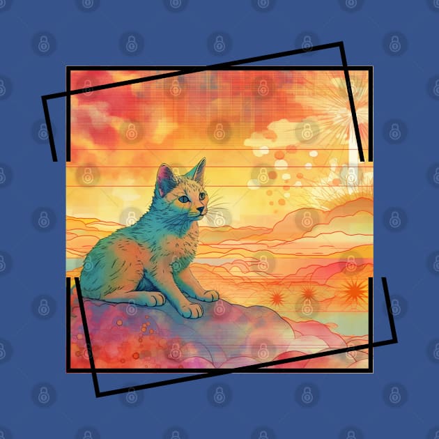 Summertime Cat Enjoying Outside For Summer Solstice With Colorful Background With Nature Scene With Cat Being Cute For Pet Owner Who Loves by New Otaku 64