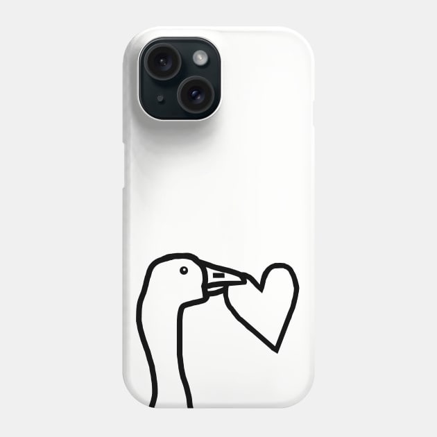 Portrait of a Gaming Goose Stealing a Heart Valentines Day Line Drawing Phone Case by ellenhenryart