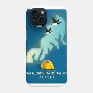 Kenai Fjords National Park Alaska travel map Phone Case