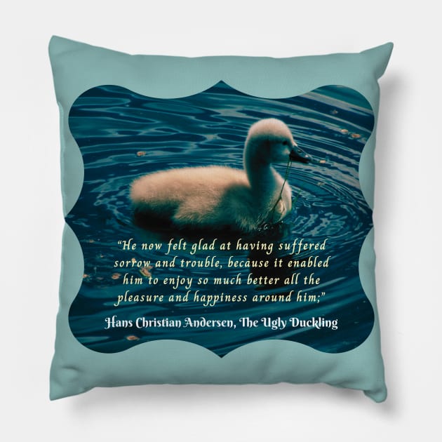 Hans Christian Andersen  quote:  He now felt glad at having suffered sorrow and trouble, because it enabled him to enjoy so much better all the pleasure and happiness around him; Pillow by artbleed