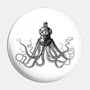 Octopus in Diving Helmet | Deep Sea Divers Helmet | Vintage Octopus | Tentacles | Pin