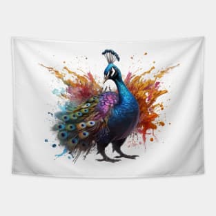 Peacock Splash Art: Dazzling Fantasy Display #1 Tapestry