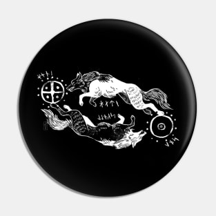 Hati and Skoll (Black) Pin