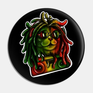 Reggae Cat with Rasta and Music box Colored Art Pin