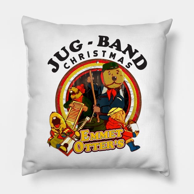 Emmet Otters Jug Band Christmas Pillow by alustown