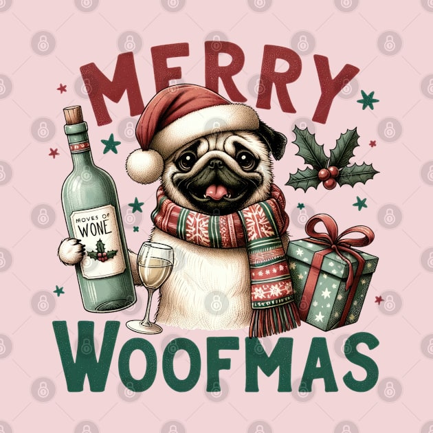 Merry Woofmas Pug Design for Xmas by Tintedturtles