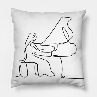 One line pianist drawing Pillow