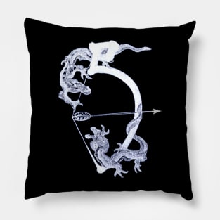 Mythical Bow and Arrow Dragons Pillow