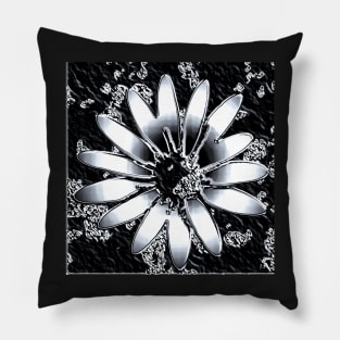Black metallic flower Pillow