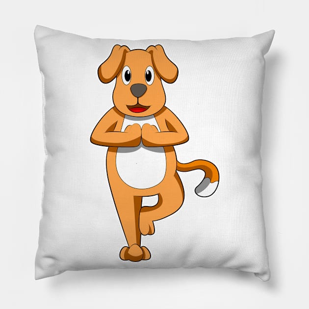 Dog at Yoga Stretching exercises Pillow by Markus Schnabel
