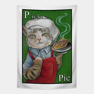 P is for Pie - Black Outlined Version Tapestry