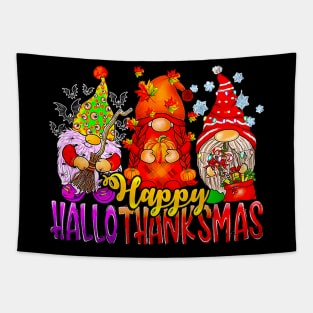 Happy Hallothanksmas Gnomes Lover Halloween Thanksgiving Tapestry