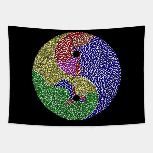 Rainbow Yin and Yang Tapestry